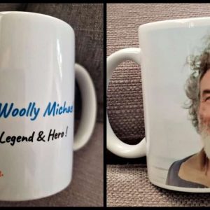 Mug with bearded man and tribute text