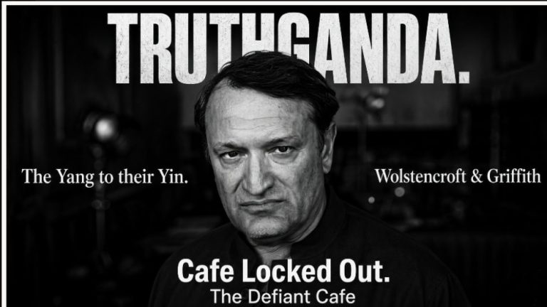 Black-and-white portrait promoting Truthcanda’s Café Locked Out